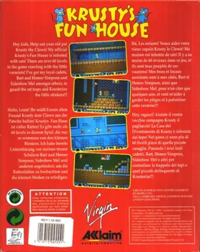 Krusty's Fun House box cover back